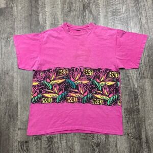 Vintage Hobie Surf Skate Wrap Around T Shirt Faded Pink Distressed L